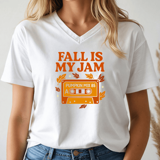 Fall Is My Jam V - Neck Tee - Wandering Owl Adventure Gear