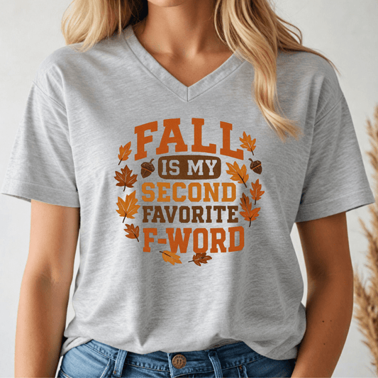 Fall Is My Second Favorite V - neck Tee - Wandering Owl Adventure Gear