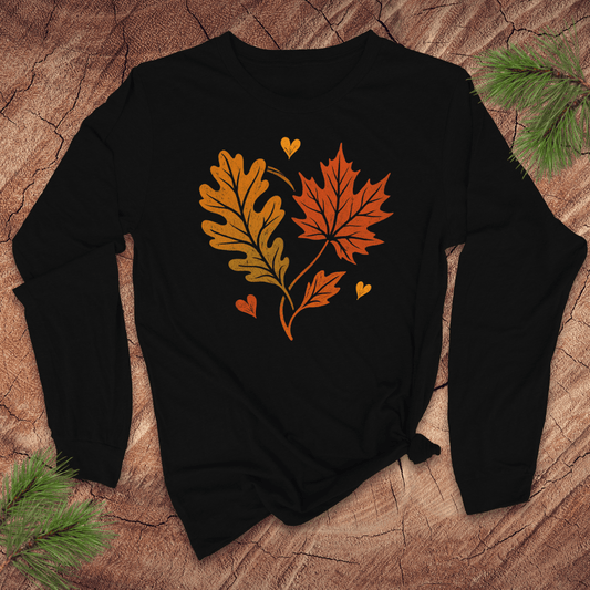 Fall Leaves Love Long - Sleeve Tee - Wandering Owl Adventure Gear