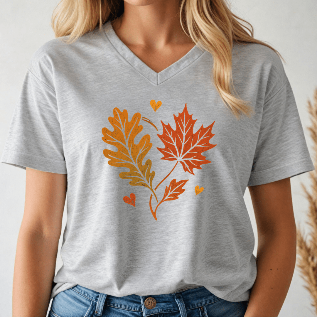 Fall Leaves Love V - neck Tee - Wandering Owl Adventure Gear