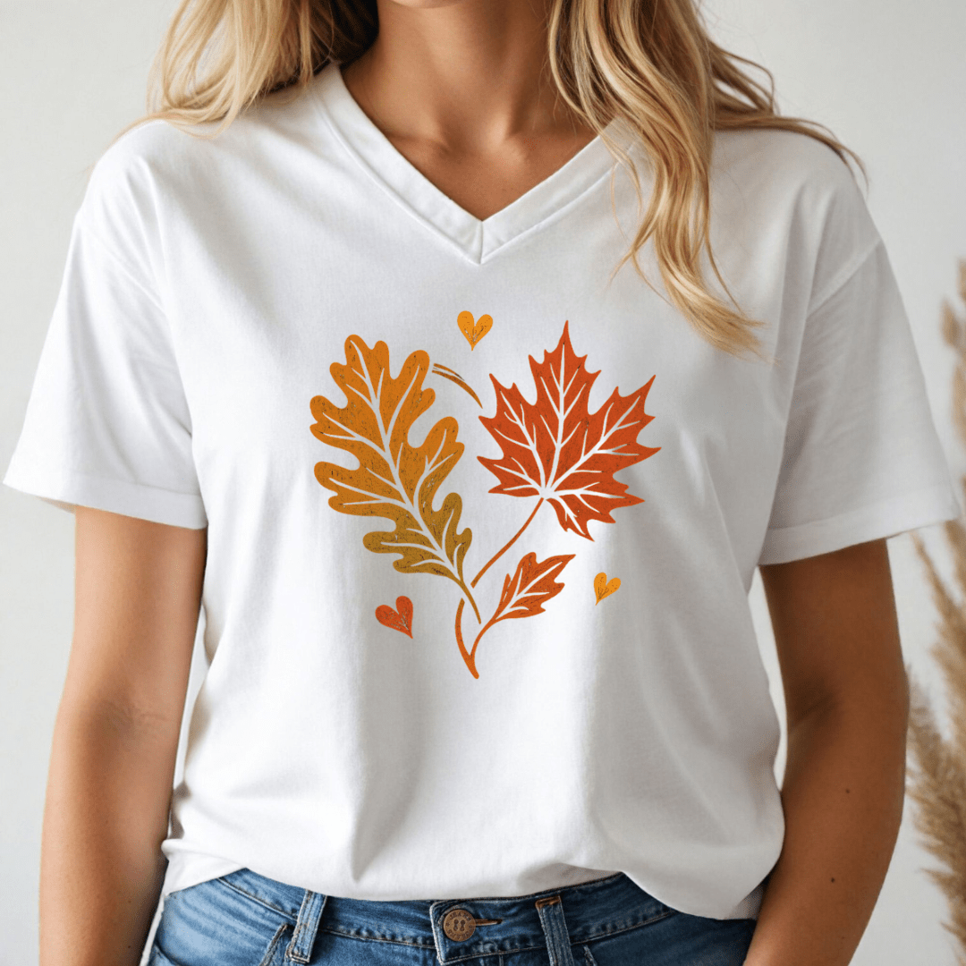 Fall Leaves Love V - neck Tee - Wandering Owl Adventure Gear