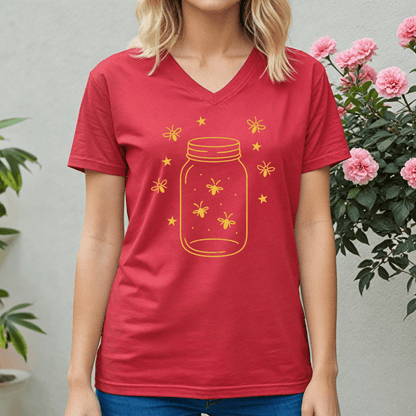 Fireflies and Stars V - neck Tee - Wandering Owl Adventure Gear
