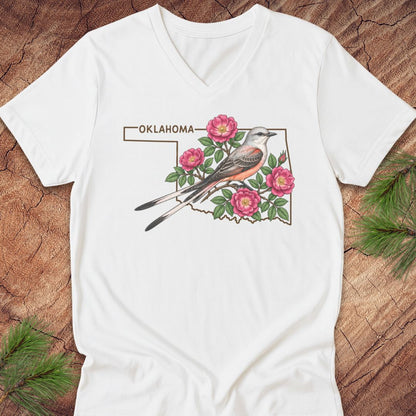 Oklahoma Scissor-Tailed Flycatcher V-Neck Tee