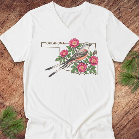 Oklahoma Scissor-Tailed Flycatcher V-Neck Tee