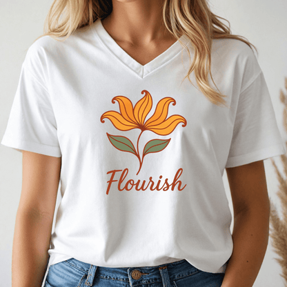 Flourish Floral V - Neck Tee - Wandering Owl Adventure Gear
