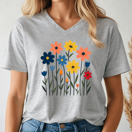 Flower Garden V - neck Tee - Wandering Owl Adventure Gear