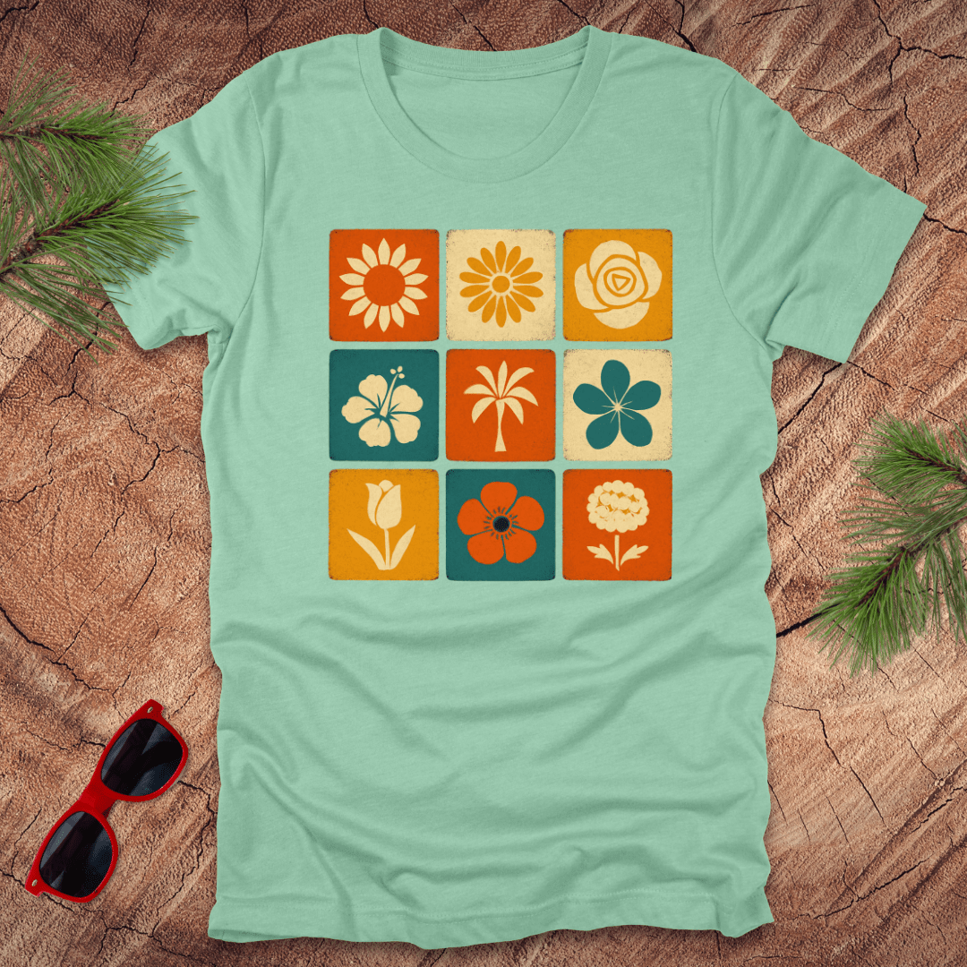 Flower Squares Tee - Wandering Owl Adventure Gear
