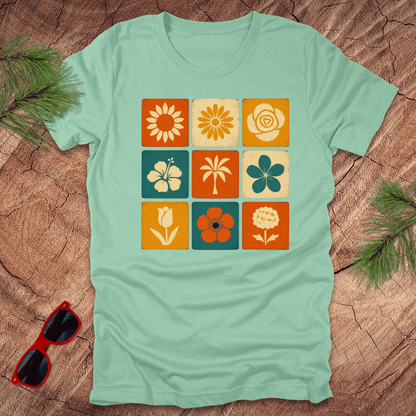 Flower Squares Tee - Wandering Owl Adventure Gear