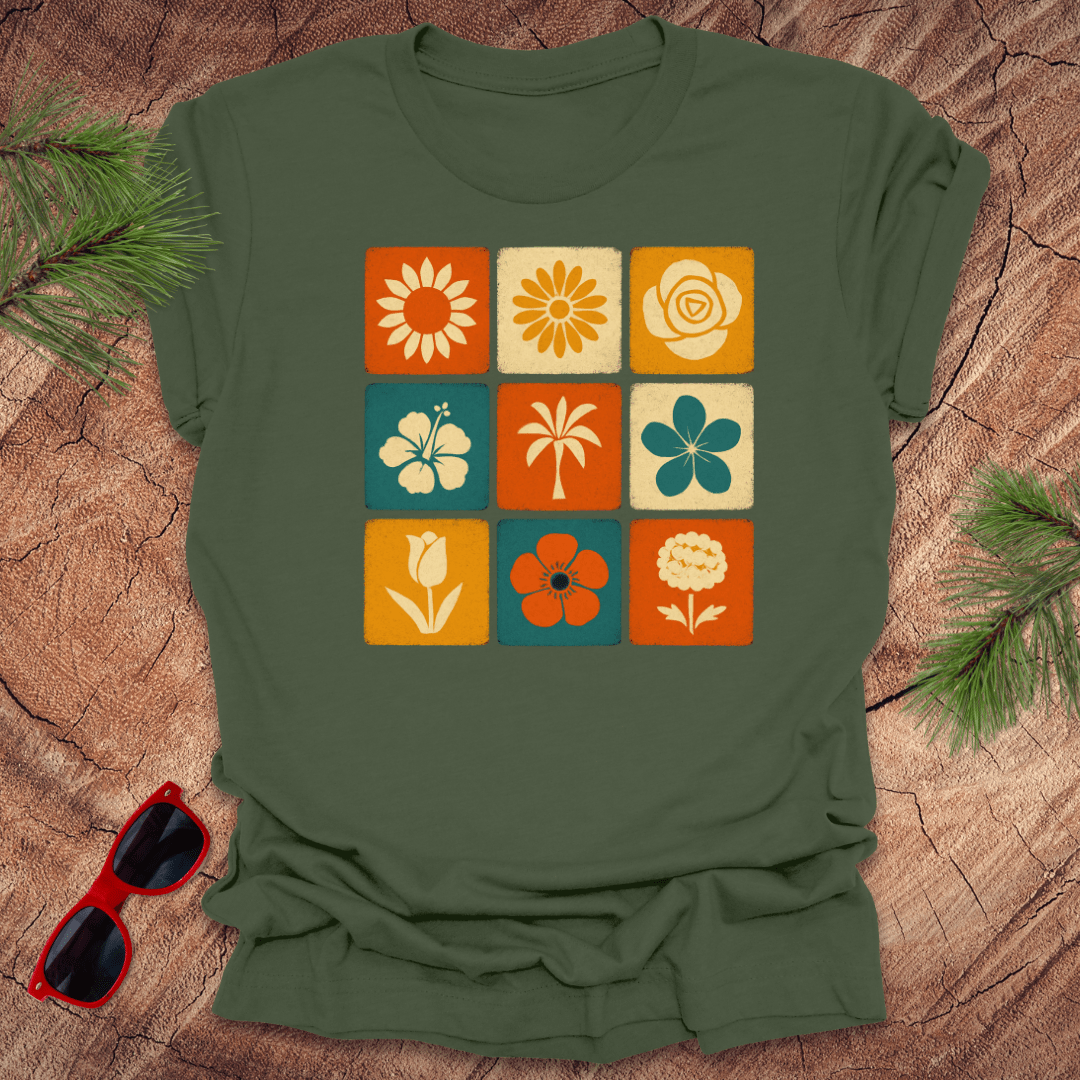 Flower Squares Tee - Wandering Owl Adventure Gear