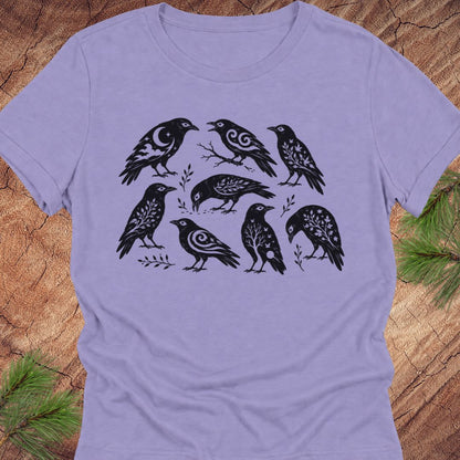 Folk Art Crows Women's Relaxed Tee