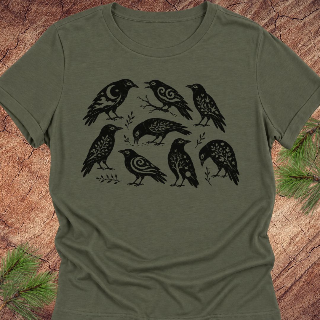 Folk Art Crows Women's Relaxed Tee
