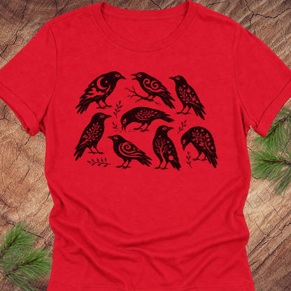 Folk Art Crows Women's Relaxed Tee