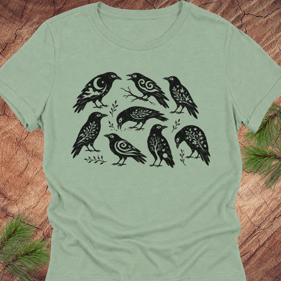 Folk Art Crows Women's Relaxed Tee
