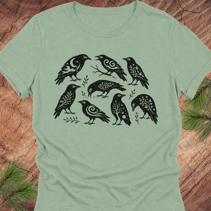 Folk Art Crows Women's Relaxed Tee