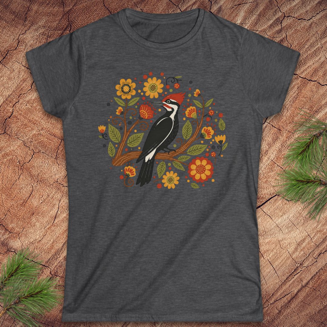 Folk Art Pileated Women's Tee — Dark Heather