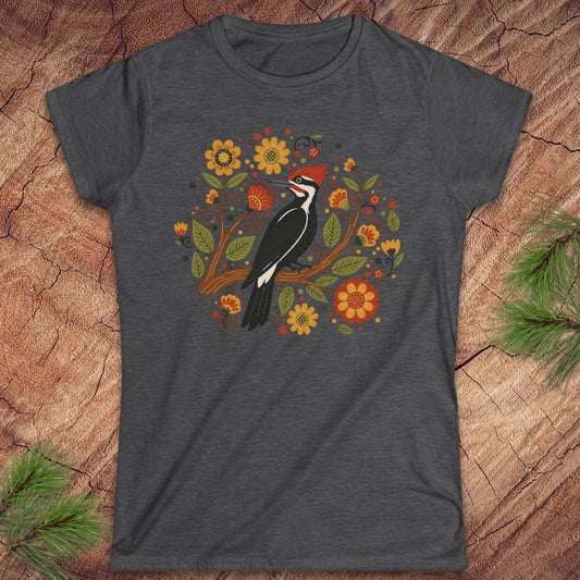 Folk Art Pileated Women's Tee — Dark Heather