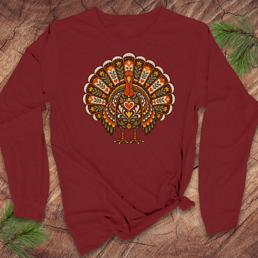 Folk Art Turkey Long-Sleeve Tee