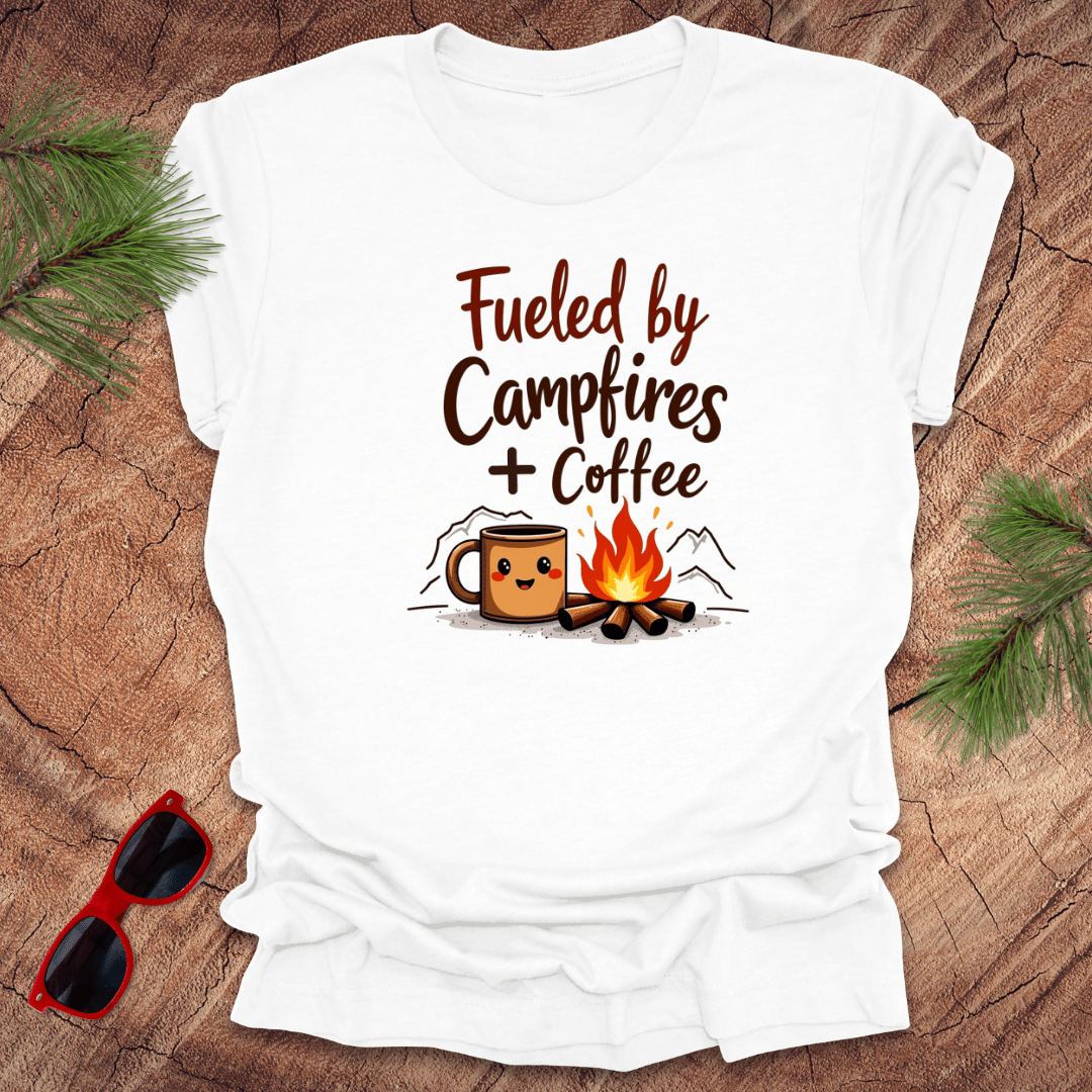 Fueled by Campfires + Coffee Tee - Wandering Owl Adventure Gear