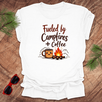 Fueled by Campfires + Coffee Tee - Wandering Owl Adventure Gear