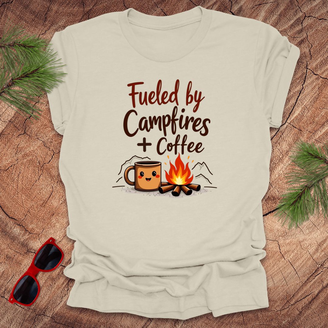 Fueled by Campfires + Coffee Tee - Wandering Owl Adventure Gear