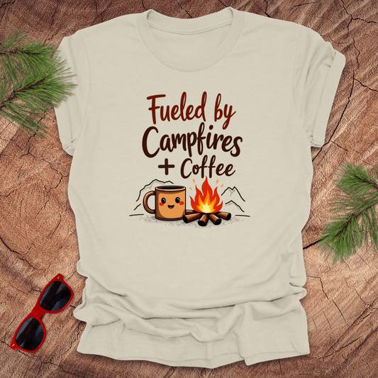 Fueled by Campfires + Coffee Tee - Wandering Owl Adventure Gear