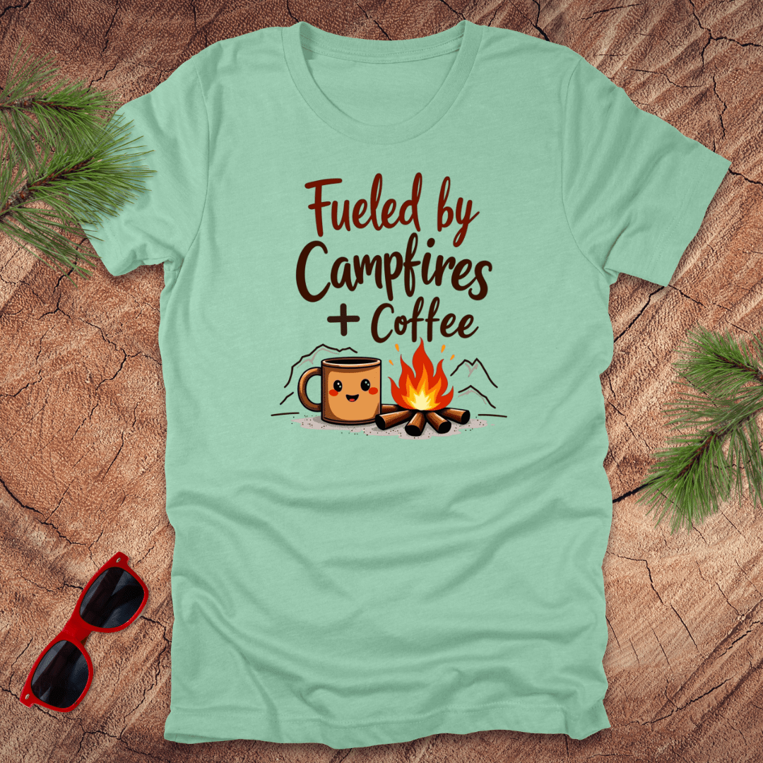 Fueled by Campfires + Coffee Tee - Wandering Owl Adventure Gear