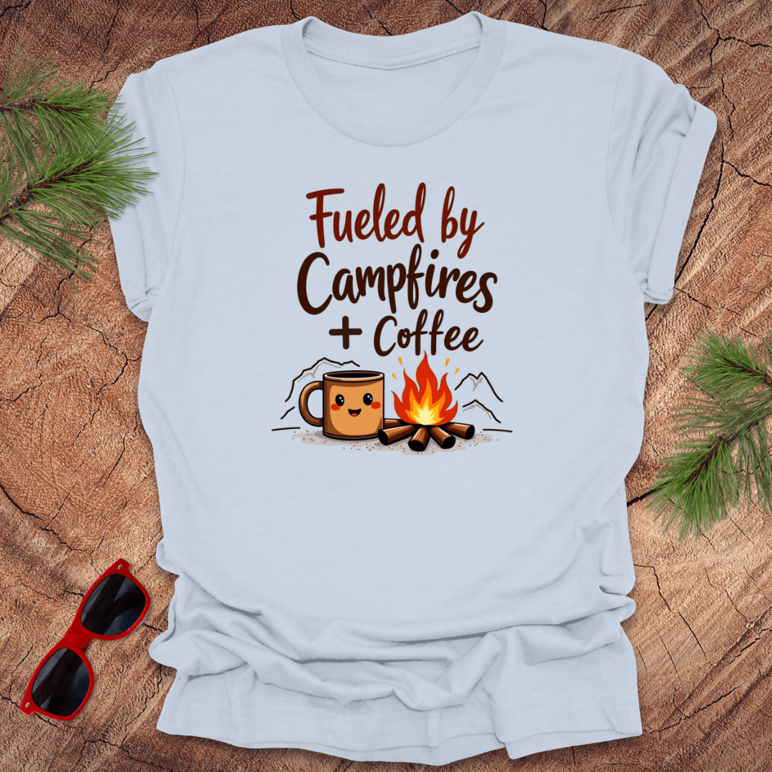 Fueled by Campfires + Coffee Tee - Wandering Owl Adventure Gear