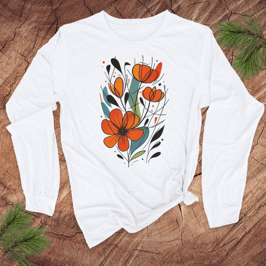 Geometric Flowers Long - Sleeve Tee - Wandering Owl Adventure Gear