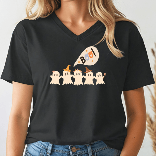 Ghosts Say Boo V - neck Tee - Wandering Owl Adventure Gear