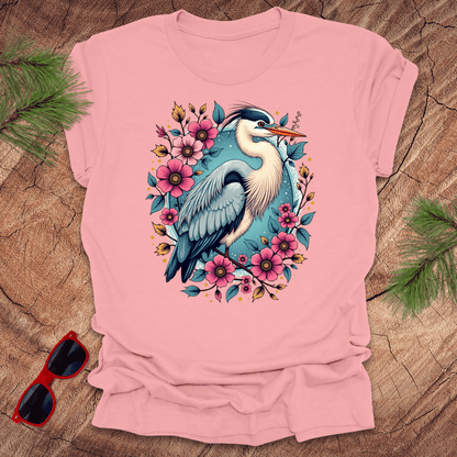 Heron Floral Tee - Wandering Owl Adventure Gear