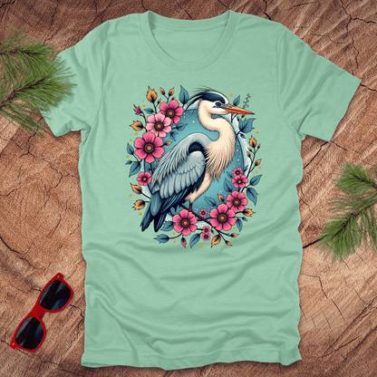 Heron Floral Tee - Wandering Owl Adventure Gear