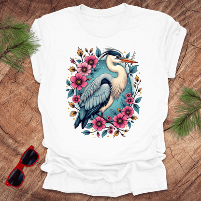 Heron Floral Tee - Wandering Owl Adventure Gear