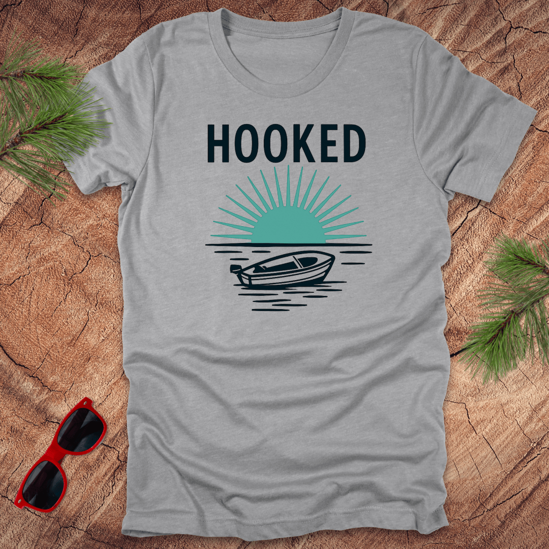 Hooked on Fishing Tee - Wandering Owl Adventure Gear