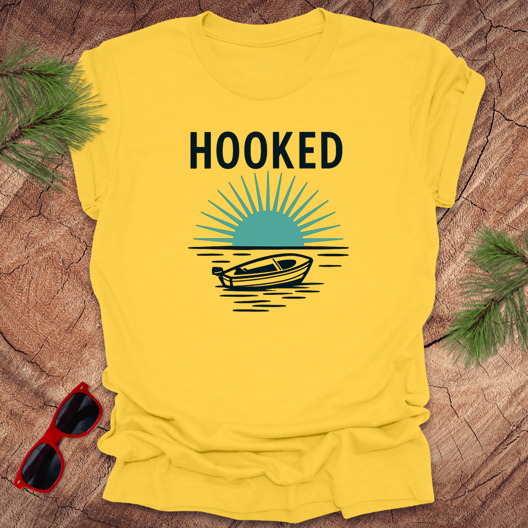 Hooked on Fishing Tee - Wandering Owl Adventure Gear