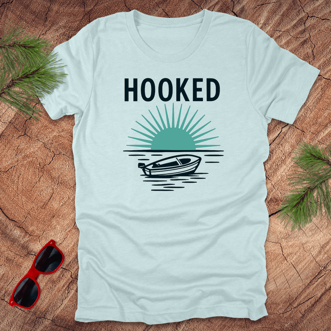 Hooked on Fishing Tee - Wandering Owl Adventure Gear
