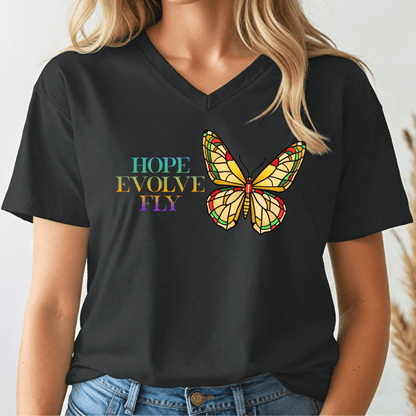 Hope Butterfly V-Neck Tee