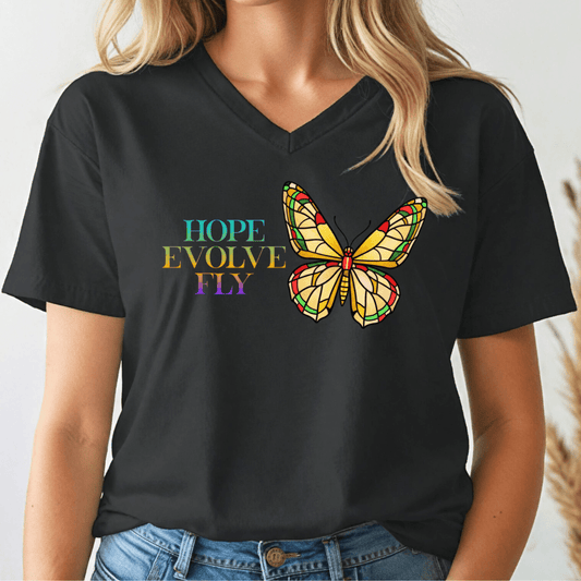 Hope Butterfly V-Neck Tee
