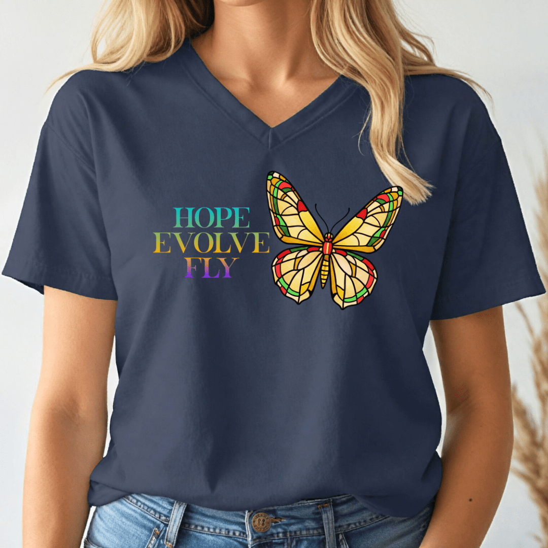 Hope Butterfly V-Neck Tee