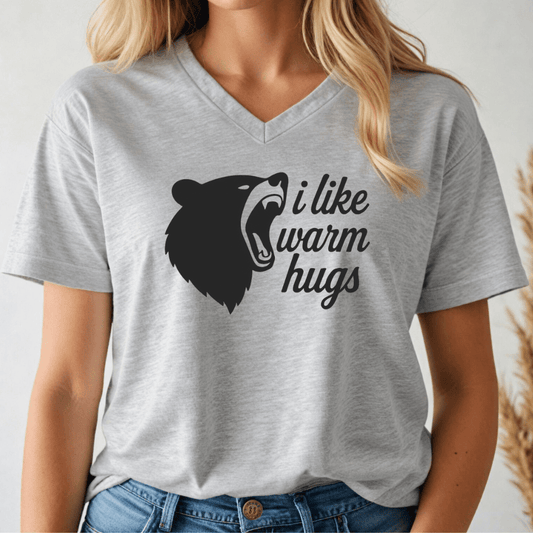 I like Warm Hugs V - neck Tee - Wandering Owl Adventure Gear