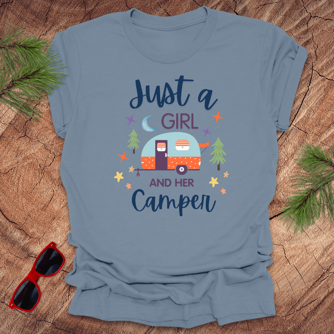 Just a Girl and Her Camper Tee - Wandering Owl Adventure Gear