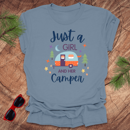 Just a Girl and Her Camper Tee - Wandering Owl Adventure Gear