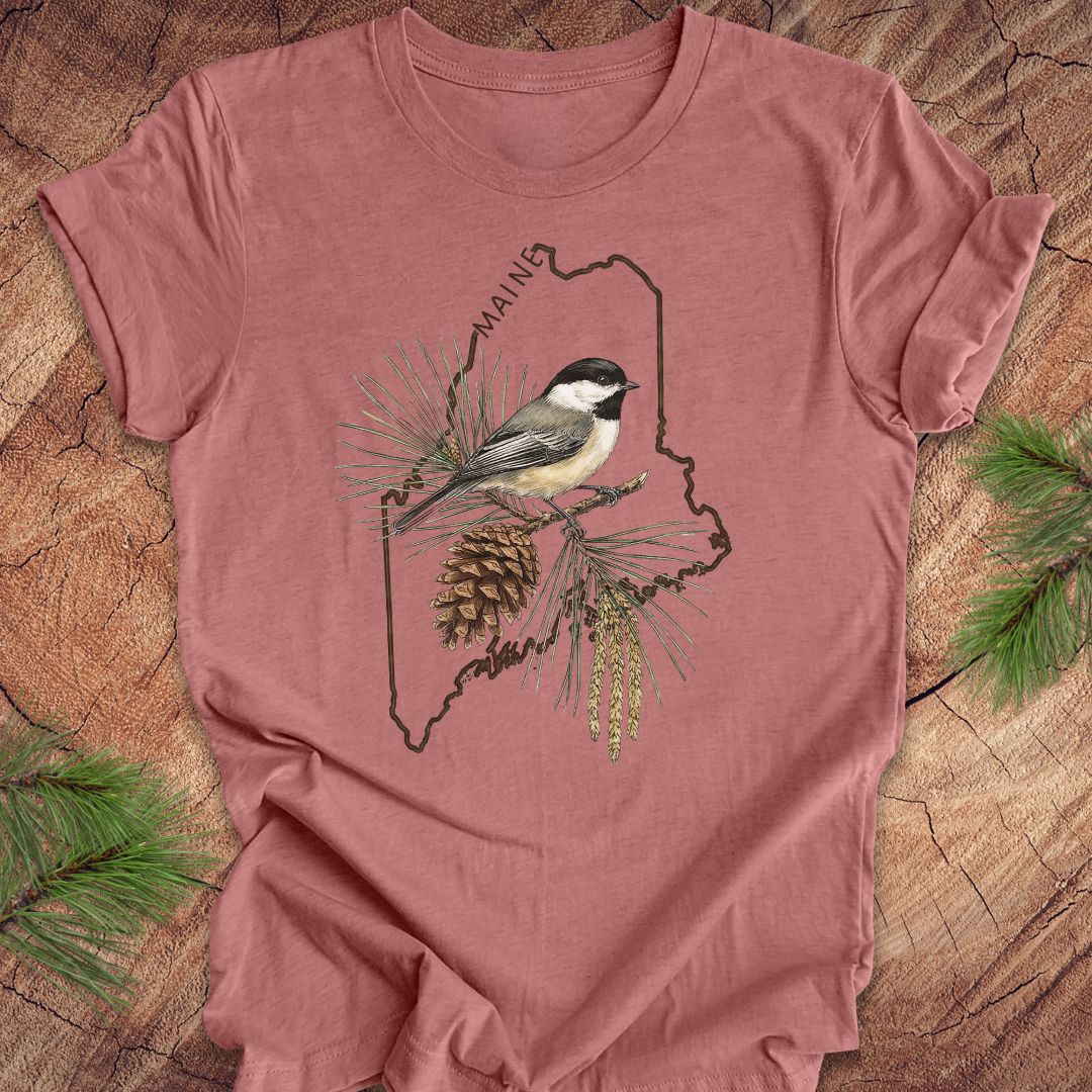 Maine State Bird Chickadee Tee