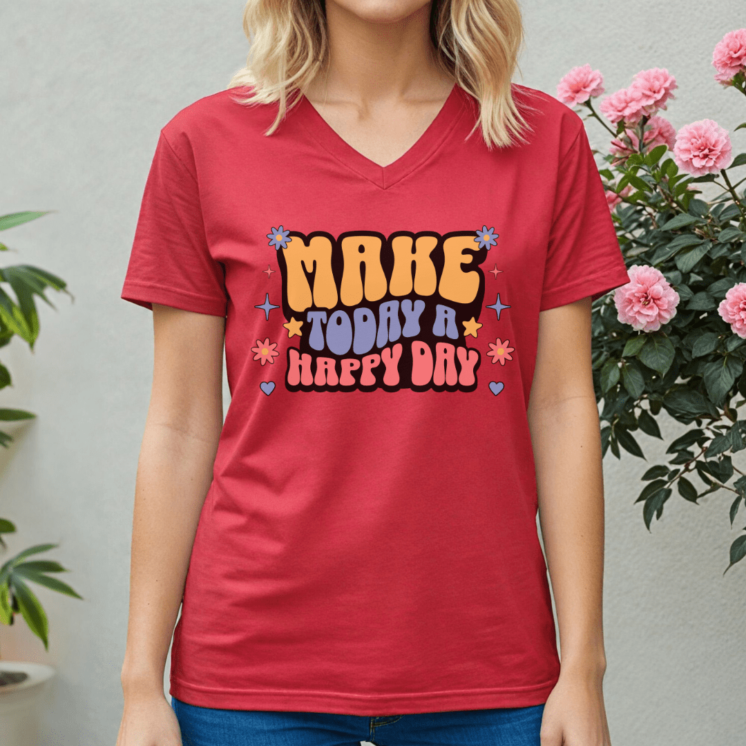 Make Today Happy V - neck Tee - Wandering Owl Adventure Gear