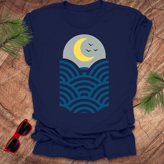 Moon and Waves Tee - Wandering Owl Adventure Gear