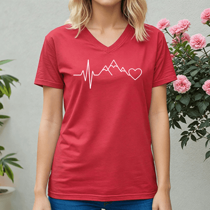 Mountain Heartbeat V - neck Tee - Wandering Owl Adventure Gear
