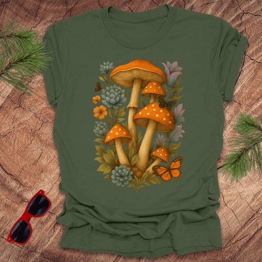 Mushrooms and Flowers Tee - Wandering Owl Adventure Gear