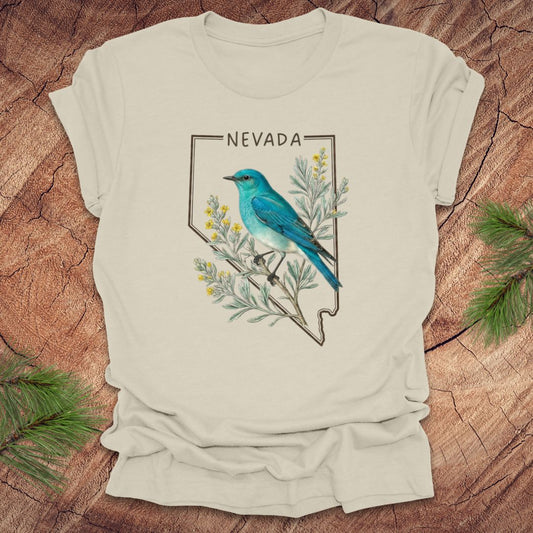 Nevada Mountain Bluebird Tee — Natural, Size XL (Final Sale)