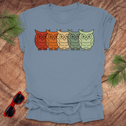 Owls on Parade Rainbow Tee - Wandering Owl Adventure Gear