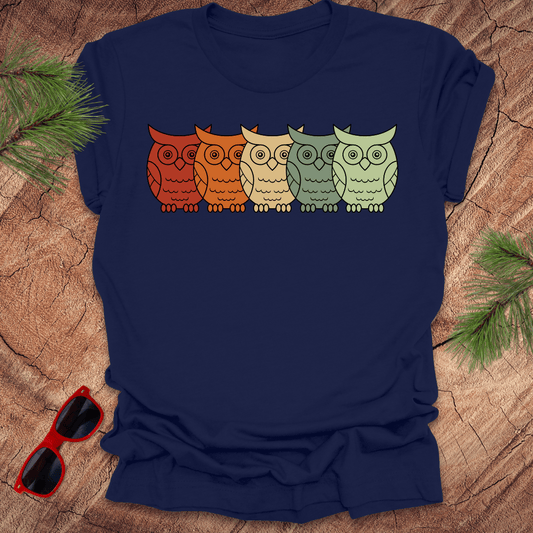Owls on Parade Rainbow Tee - Wandering Owl Adventure Gear