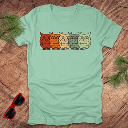 Owls on Parade Rainbow Tee - Wandering Owl Adventure Gear